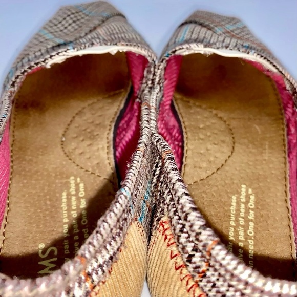 TOMS Alpargata Women’s Slip On Flats Academy Brown Plaid Canvas/Corduroy Sz 7.5 - Picture 8 of 10